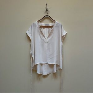 MADEWELL | V-Neck Cream Blouse with Ties